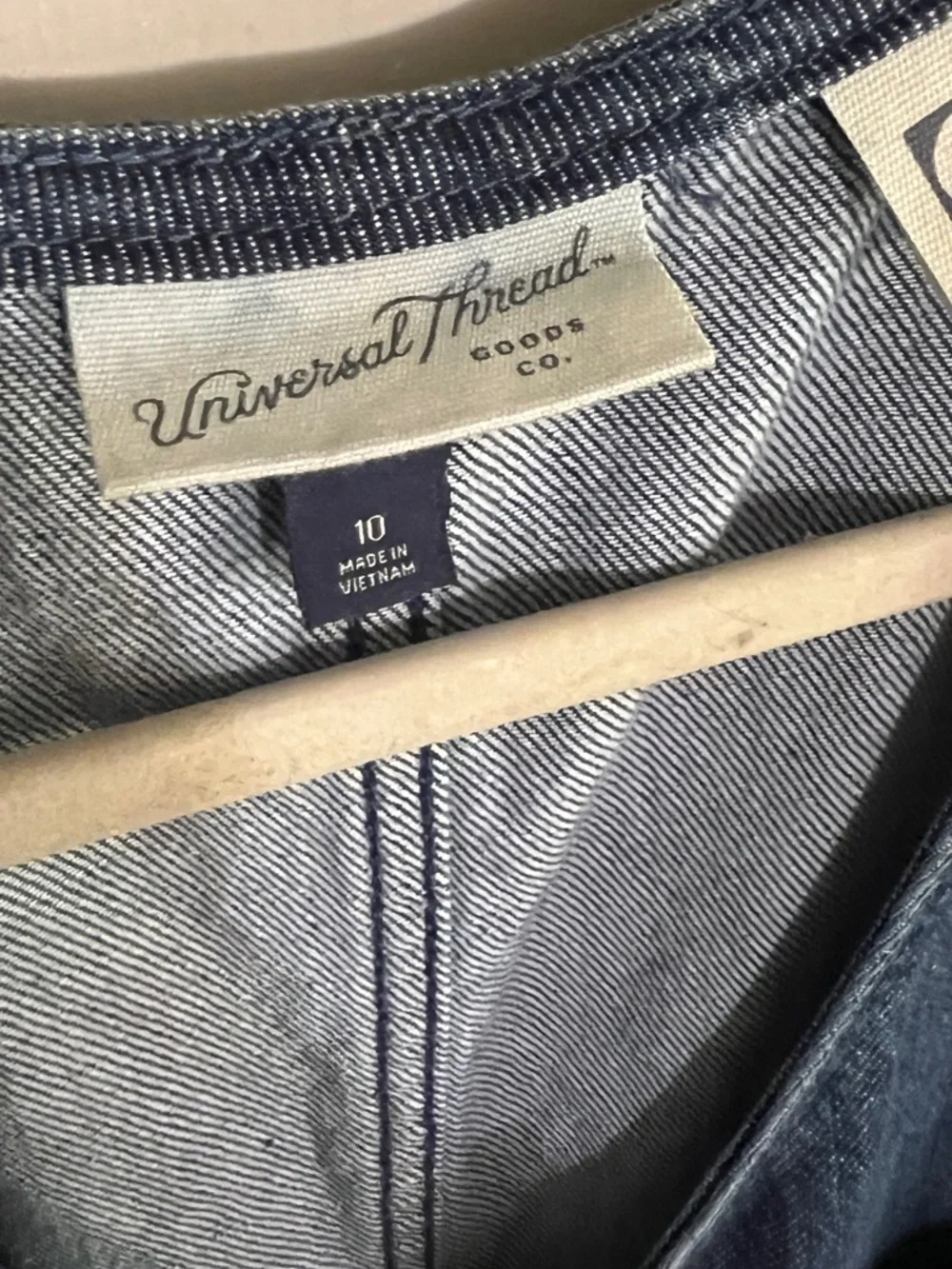 Curved Leg Denim Jumpsuit - Medium Wash 10 - Picture 5 of 11